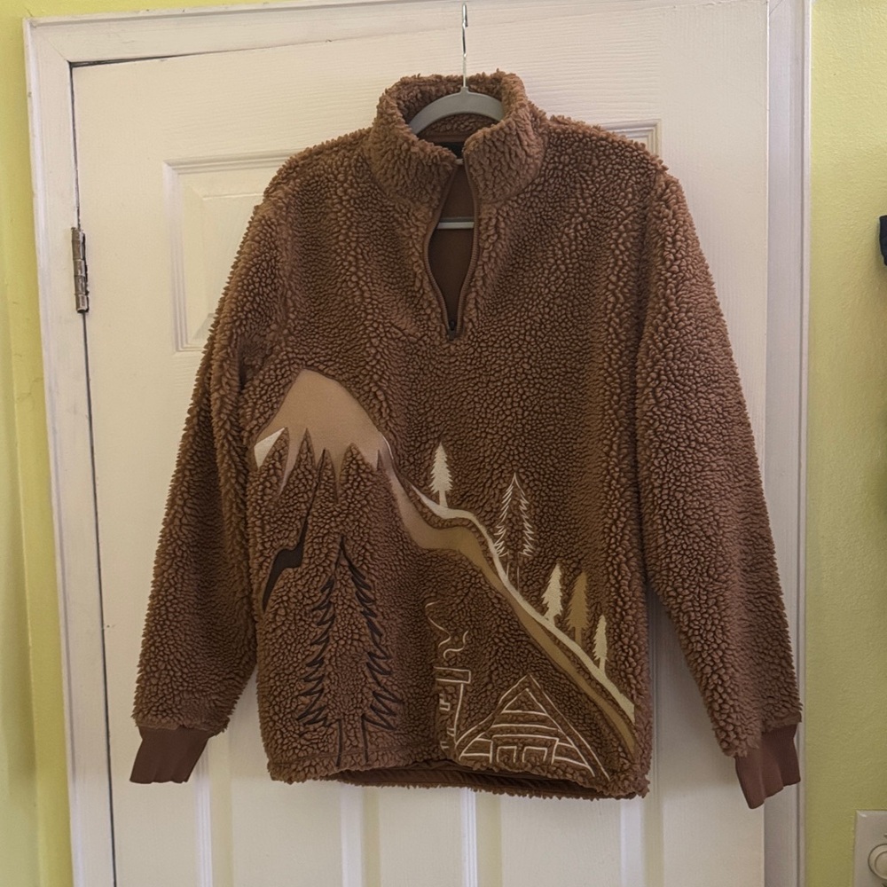 MEN’s Express Brown Sherpa Fleece Jacket size SMALL (36-38)